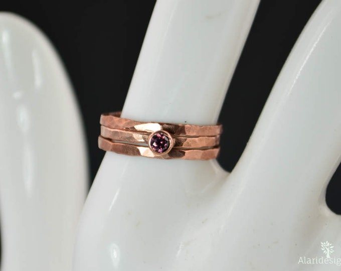 Copper Alexandrite Ring, Classic Size, Stackable Rings, Alexandrite Mother's Ring, June Birthstone Ring, Copper Jewelry, Alexandrite Ring