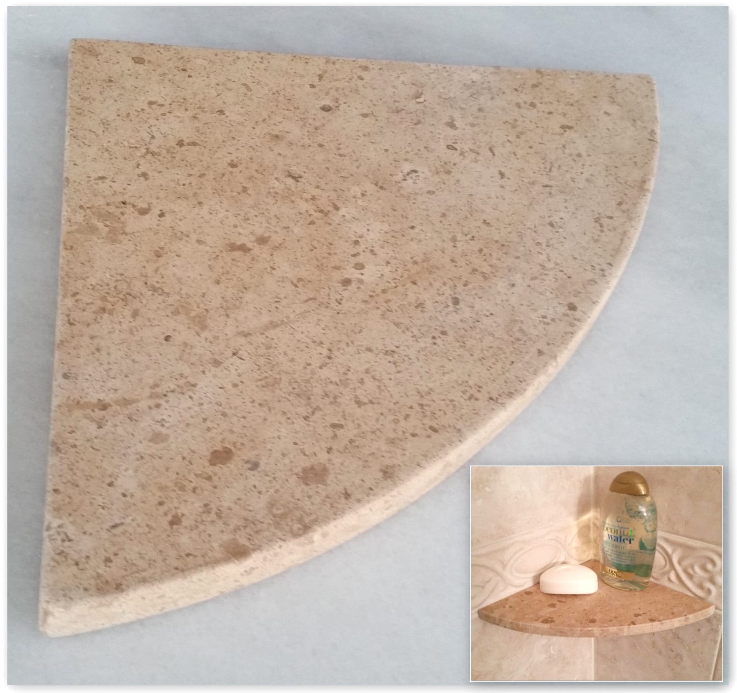 Travertine Shower Corner Shelf Noce 8 Natural Stone by MarbleZone