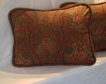 Brown Paisely and Rose Ralph Lauren Pillow Covers
