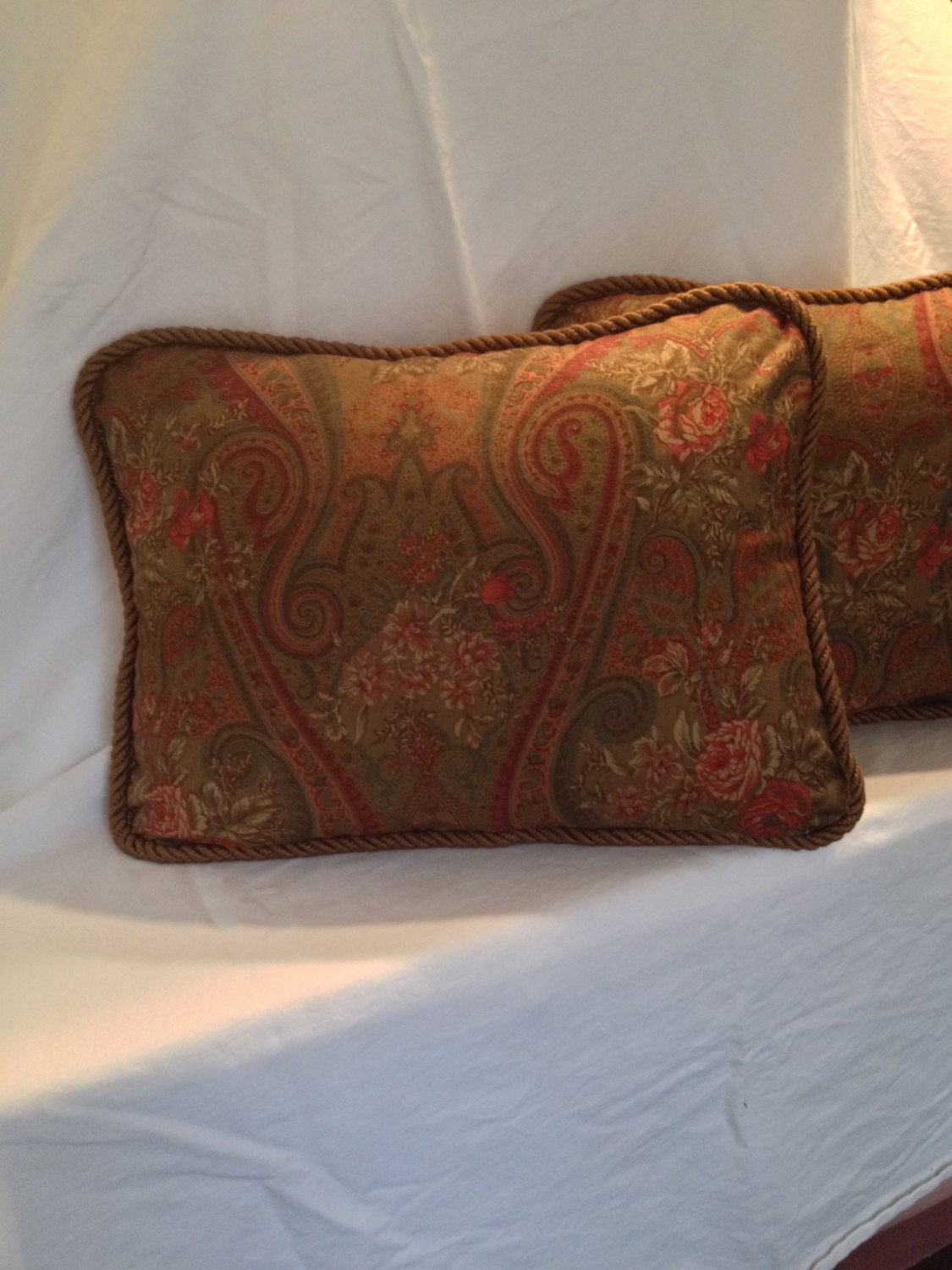 Brown Paisely and Rose Ralph Lauren Pillow Covers