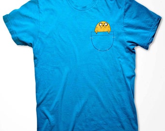 Adventure Time Jake in Pocket T-shirt Jake Finn funny cartoon Halloween costume Shirts Men youth Ladies sizes available