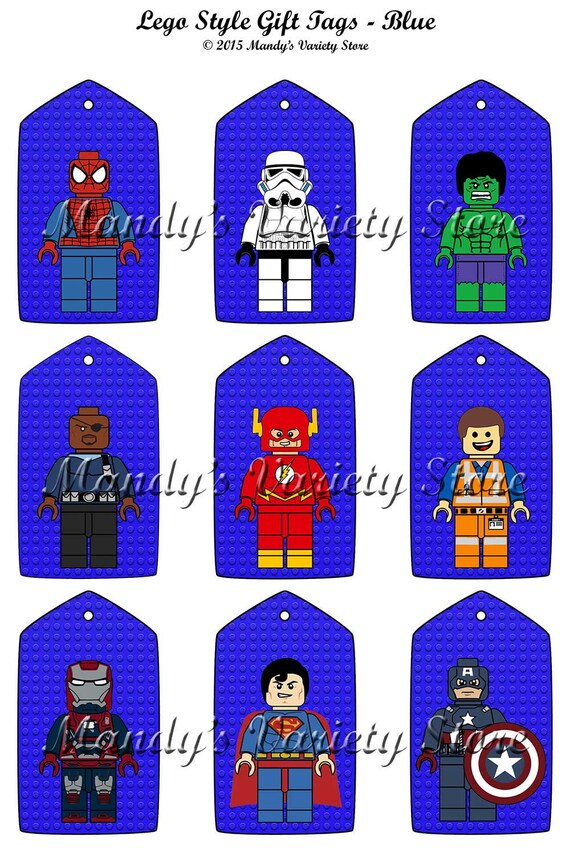 Lego Style Printable Gift Tags Instant Download Digital