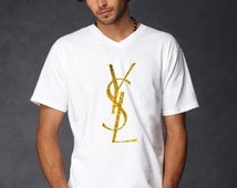 Men YSL t shirt tee t-shirt screen printing on Quality American Brand shirt S-3XL 100% cotton