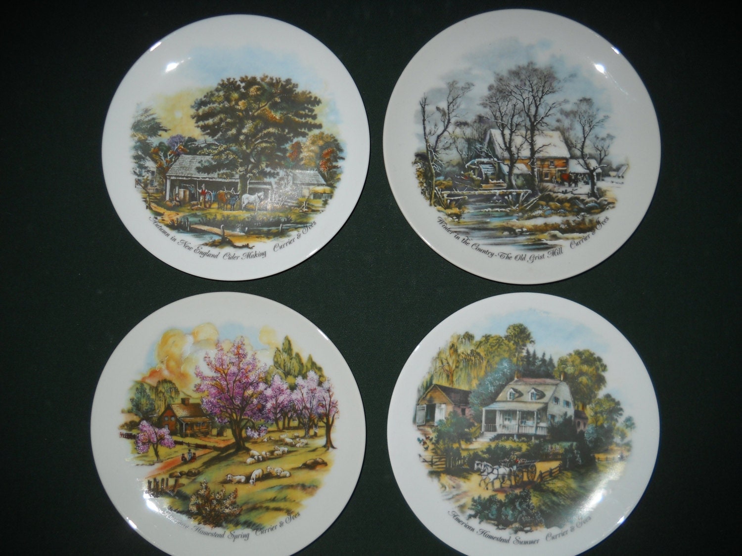 Currier and Ives Plates Set of 4