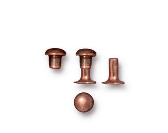 4mm Copper Rivets, TierraCast Copper Rivet Sets, 10 Sets, Cold Connection, Copper Rivets, Leather Rivets, Rivets for Leather INV1503