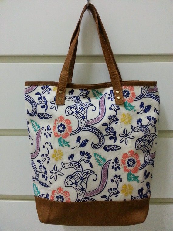 Items similar to Handmade Tote Bag Made From Indonesian Batik on Etsy