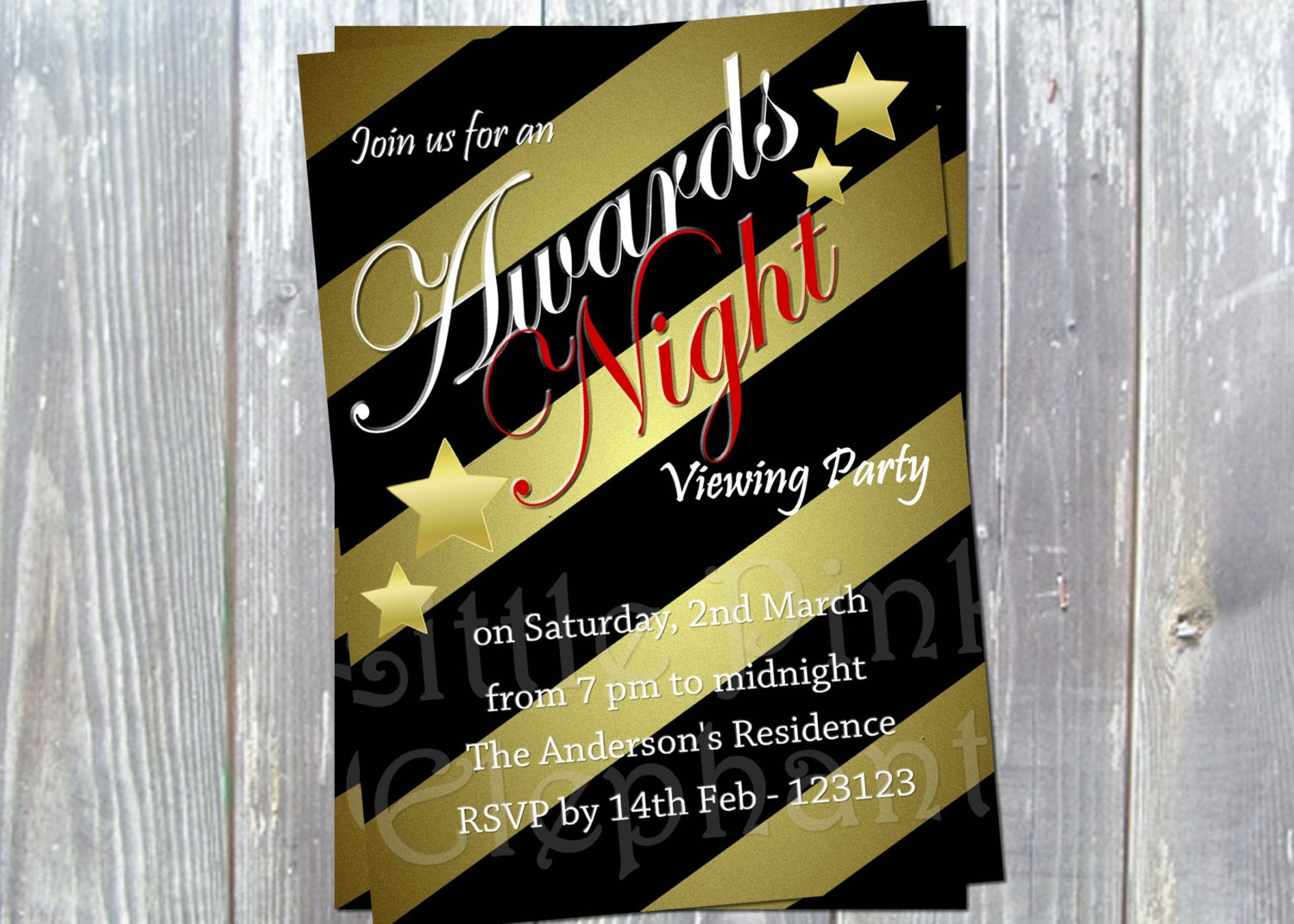 Oscar party invitation printable award viewing Academy awards