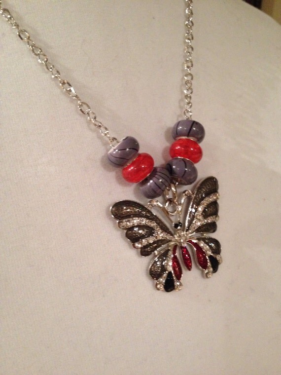 Red Night Butterfly Necklace