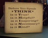 Items Similar To Before You Speak Think Wood Sign Or Canvas Wall 