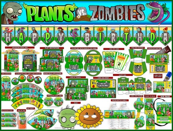 Plantas Vs Zombies Kit Imprimible Para Fiesta Por Paperplaymagic