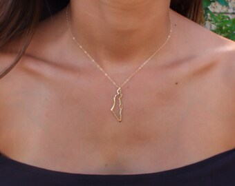 Israel Necklace, Israel Map Necklace, Israel Pendant, israel shaped Pendant, Jewish jewelry, Judaica, Holy land necklace, bat mitzva