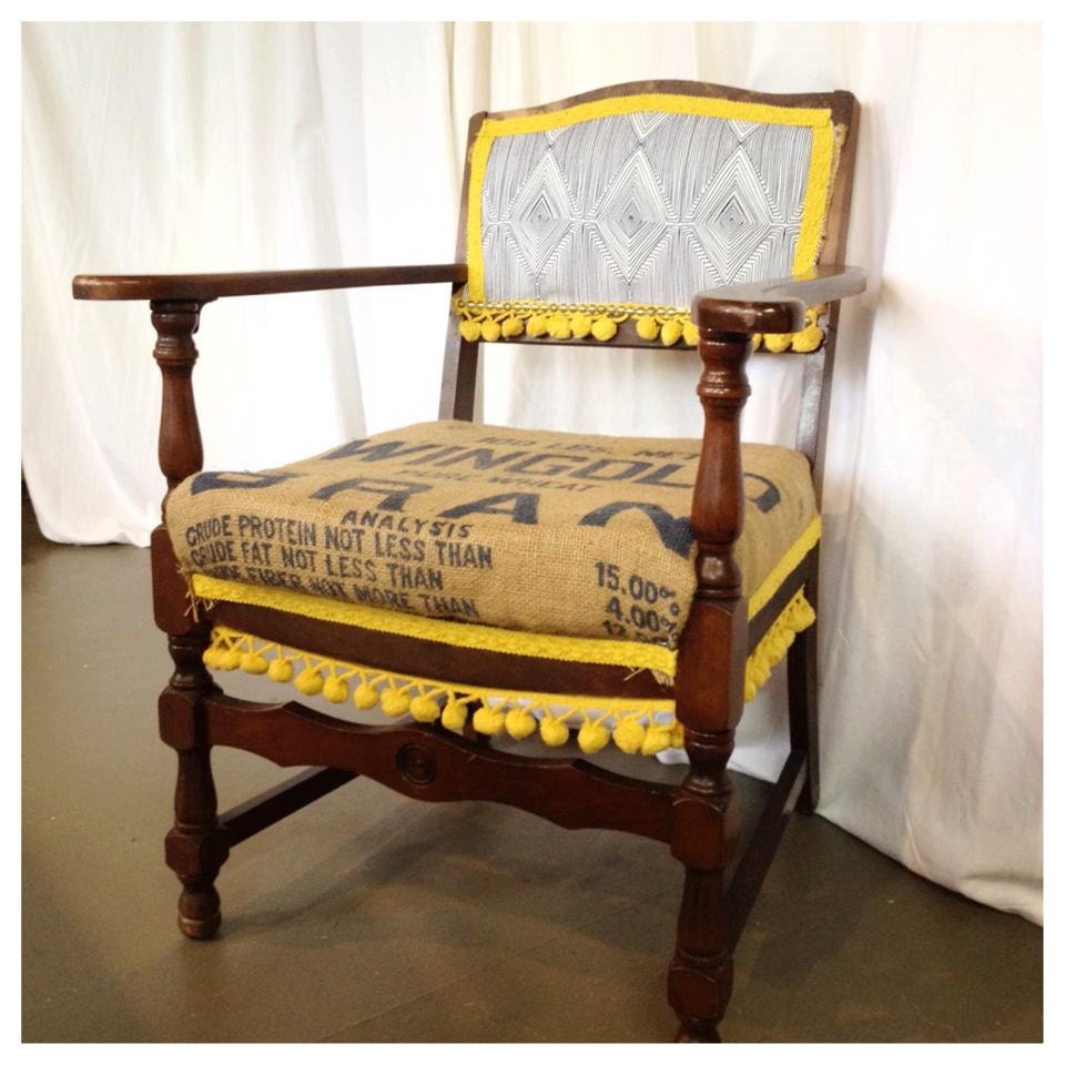 Whimsical Upholstered Feed Sack chair