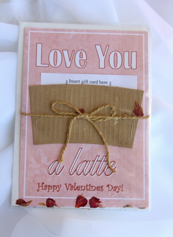 Valentine coffee gift card holder valentine gift card latte