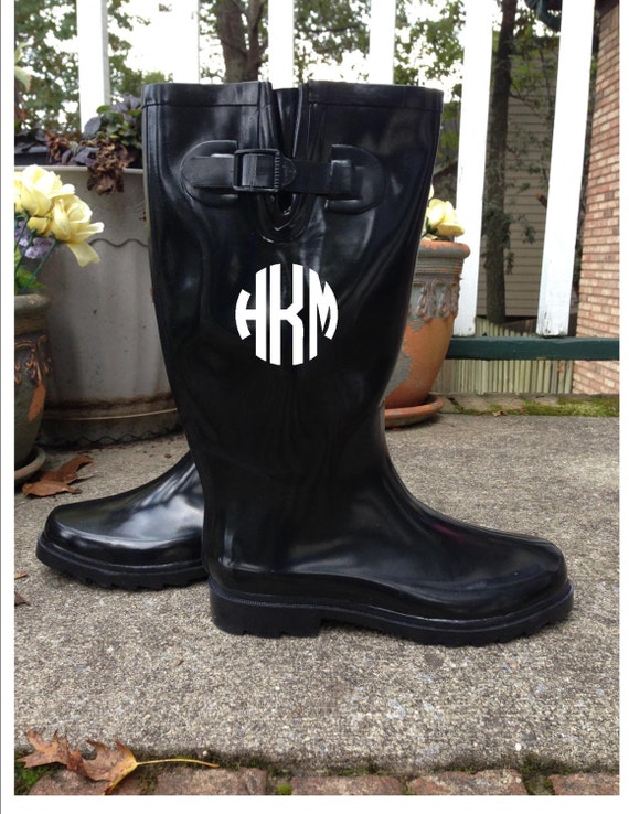 women's monogrammed rain boots