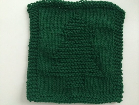 Christmas Tree Knit Dishcloth Pattern
