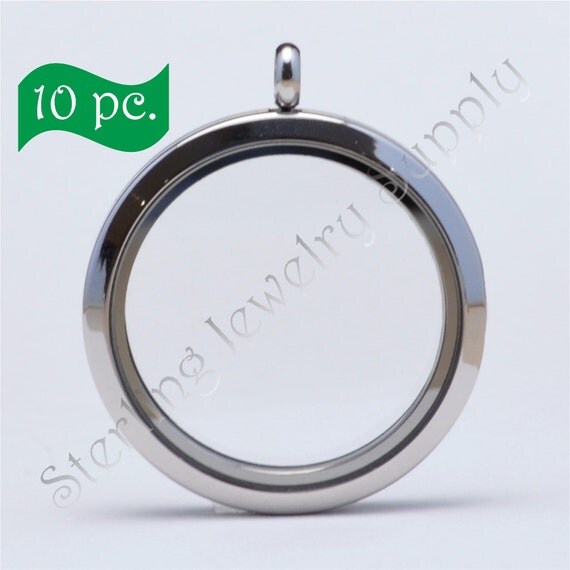 10 pc. 35mm Extra Large Twist Stainless Steel Floating Locket