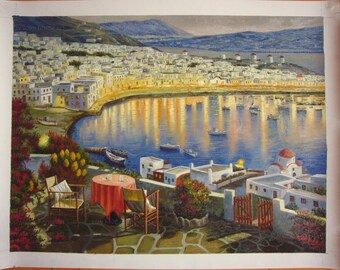 handpainted oil painting reproduction mediteranean sea oil painting on canvas for home decor gift