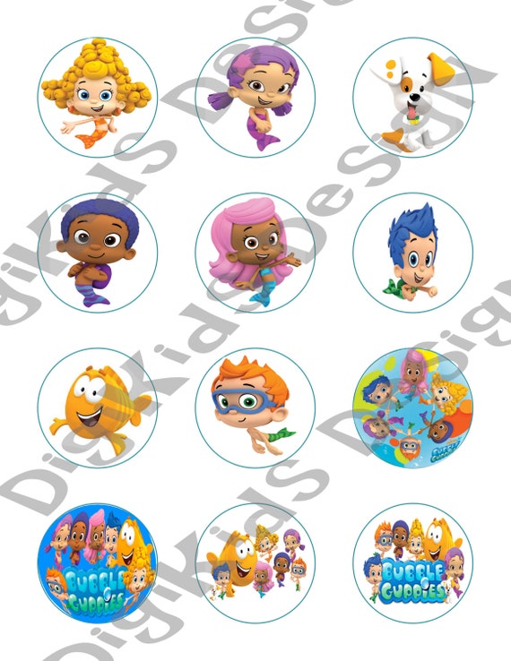 Bubble Guppies Printable Stickers or Cupcake by DigiKidsDesign