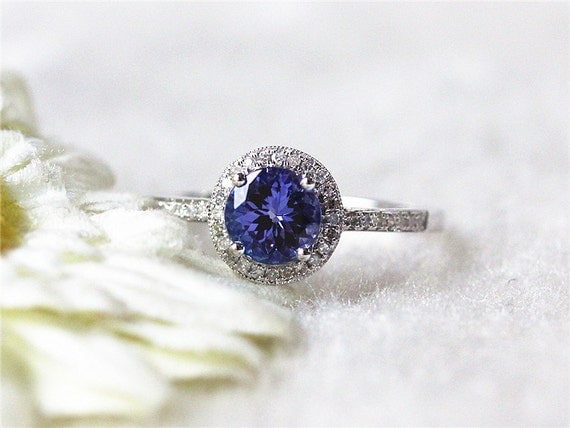 Blue tanzanite engagement rings