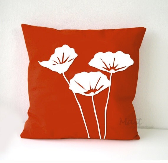 Poppy flower Pillow Cover red flower pillow case poppy