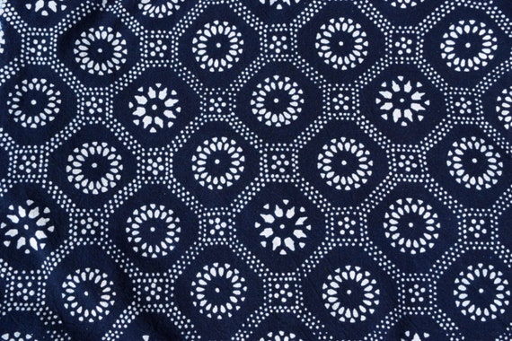 Nankeen Indigo Fabric by the Yard Hand Stenciled on 100%