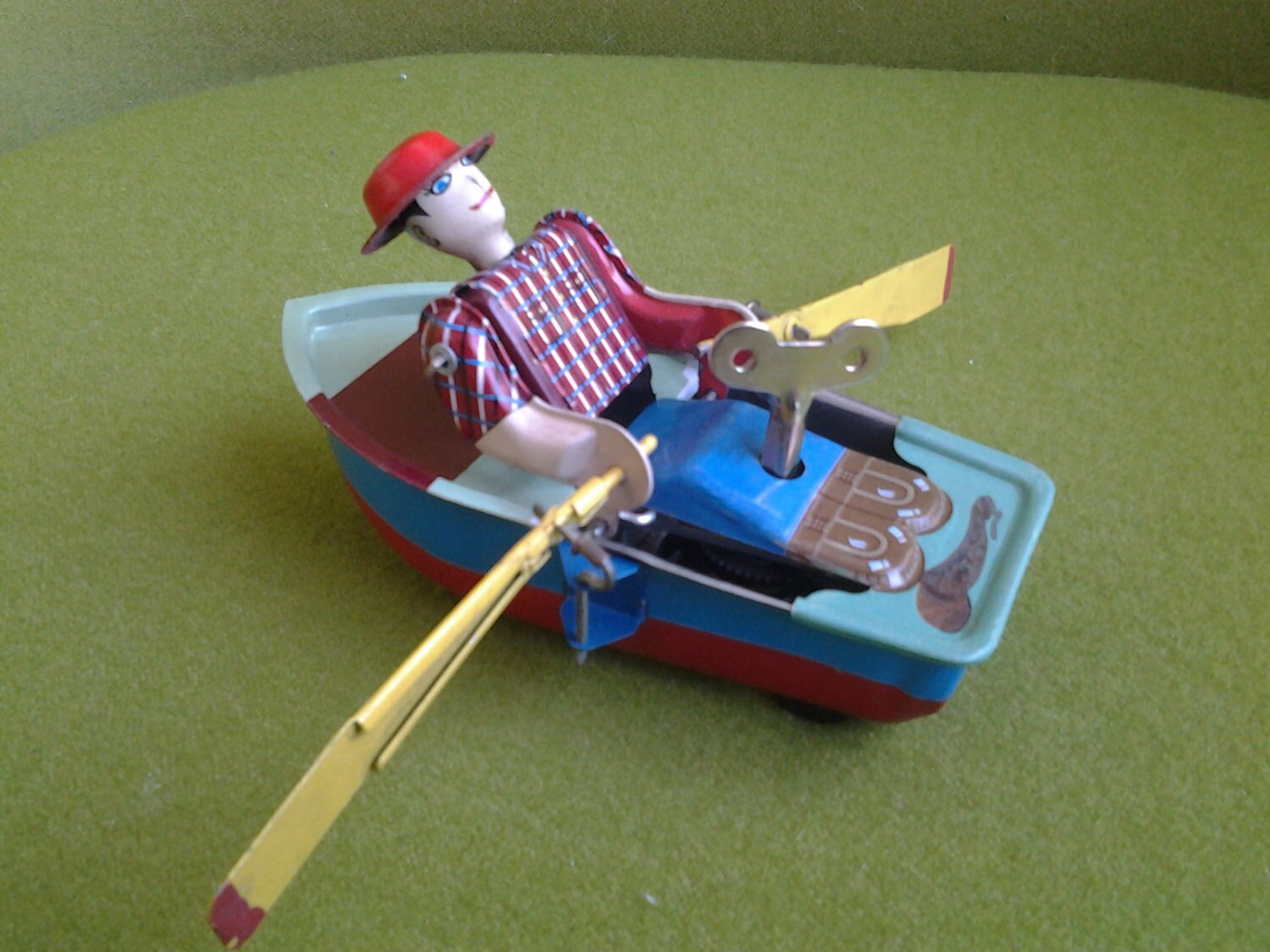 Mechanical Wind Up Rowing Boat Tin Toy by VintiqueInterior on Etsy