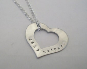 Doula Necklace, Midwife Jewelry, Birthing Necklace, Hand Stamped Jewelry, Personalized Gift, Pregnancy Jewelry, Doula Present, Baby Catcher