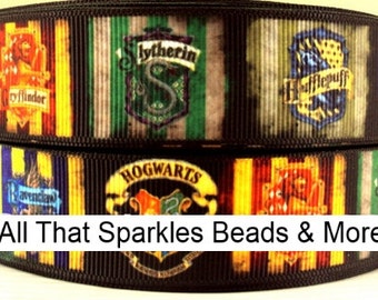 1" Harry Potter Inspired 3 yards Grosgrain Ribbon Hogwarts houses