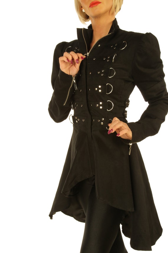 Black Steampunk Ladies Gothic coat jacket top with studs top steampunk buy now online