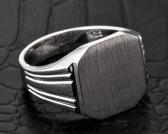 Signet ring, silver signet ring, sterling silver men's signet ring, square signet ring, silver signet men's ring, engravable signet ring