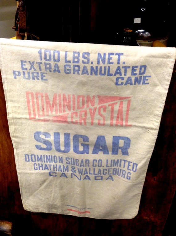 Vintage 100 Lbs. Sugar Sack White Muslin Bag by BarnboardAntiques