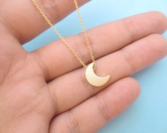Crescent, Moon, Necklace, Gold, Silver, Moon, Necklace, Modern, Moon, Necklace, Birthday, Friendship, Sister, Gift, Jewelry