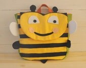 Backpack "Happy B" (Beautiful colors for this bee shape backpack, 100% cotton, adjustable straps, easy velcro closure and lining inside)