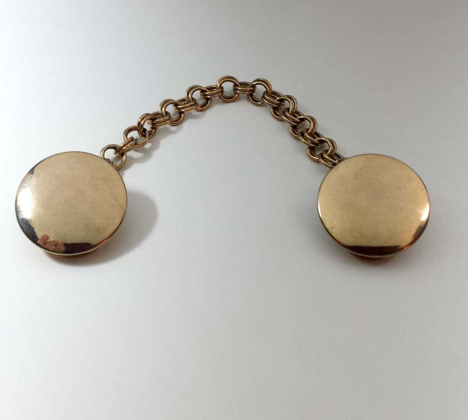 Vintage Sweater Chain Collar Clip Goldtone Round Shiny