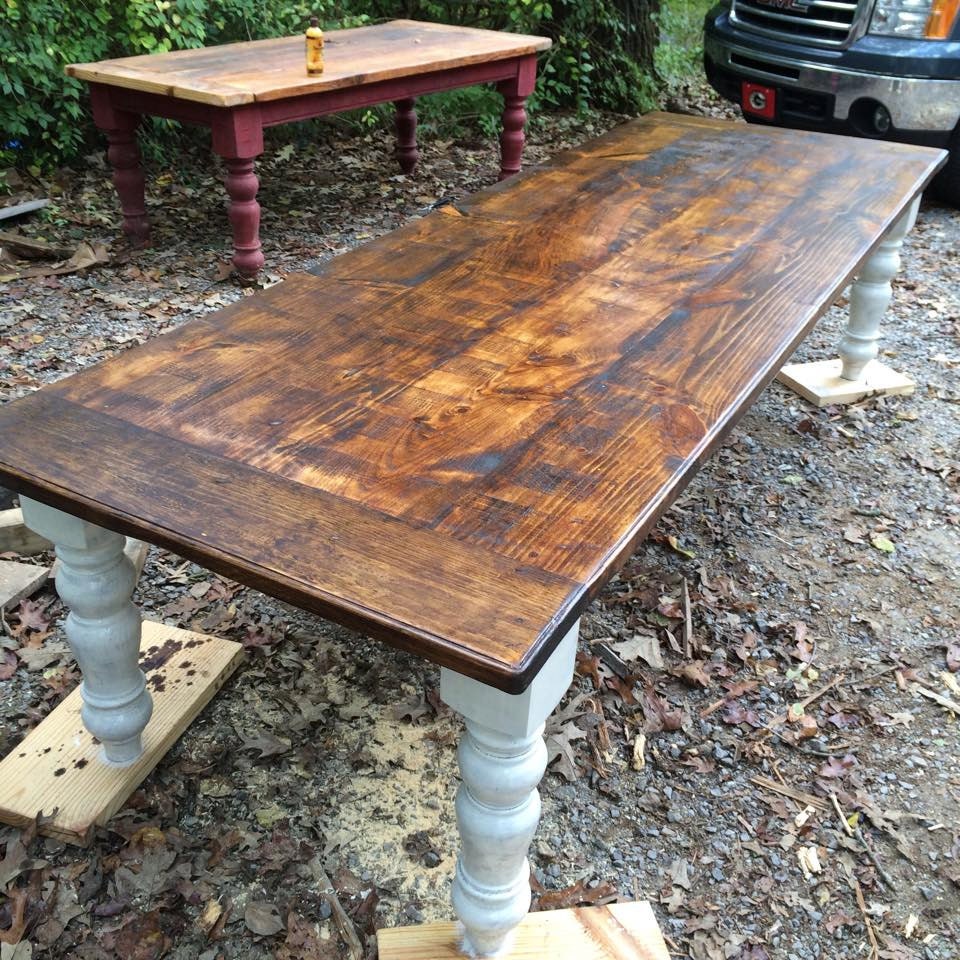 10 foot rustic farmhouse table in heart pine