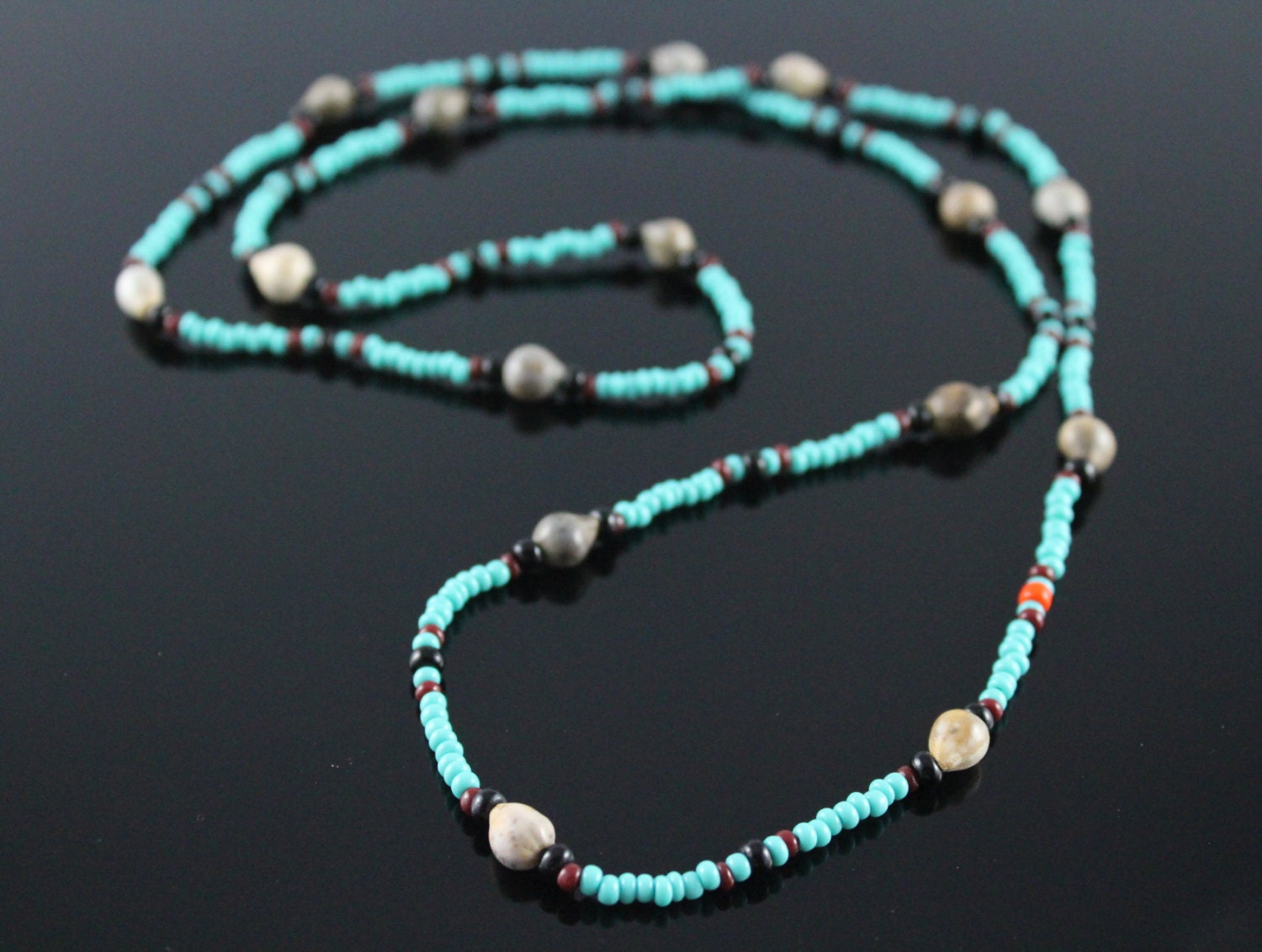 Cherokee Corn Bead Necklace Turquoise