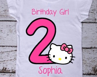 Items similar to Personalized HELLO KITTY BIRTHDAY Shirt/Bow Set on Etsy