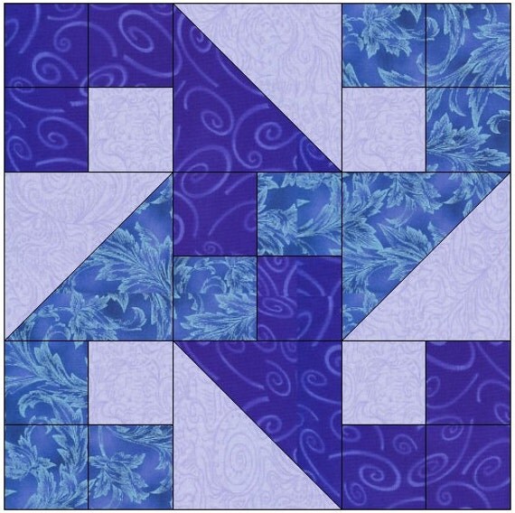 Crashing Waves Quilt Block Pattern Digital by QuiltBlocksByAutumn