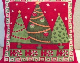 Holiday Red Christmas Tree Pillow Cover