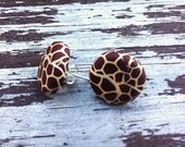 Giraffe Print Mosaic Style Post Earrings made from Polymer Clay Matching Set Stocking Stuffers Christmas Holiday Gift Ideas for Her
