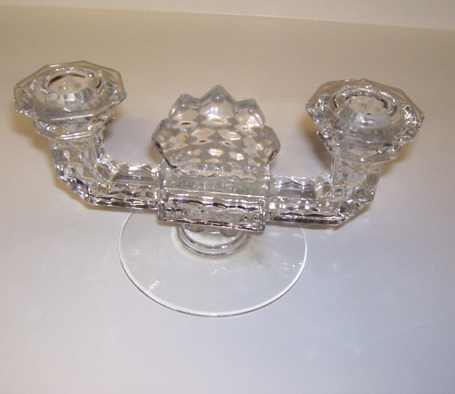 Double Candle Holder Fostoria American by MarlenesVintageAttic