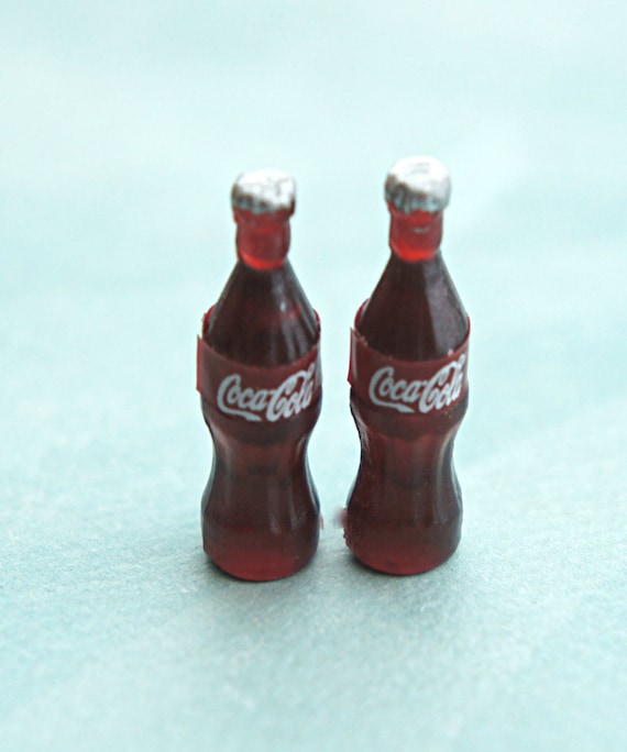 earrings glass bottle coke earrings earrings bottle  food food  coke miniature jewelry,