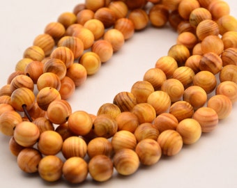 108PCS Natural Indonesia Agathis Alba Round Wood-Beads King Wood Prayer Loose Mala Beads 8mm 6mm