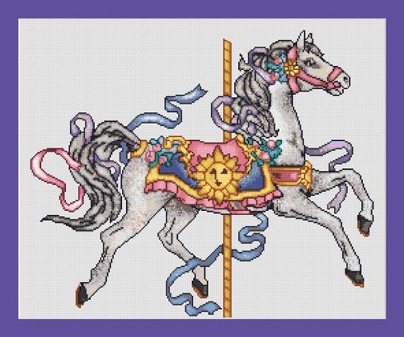 Carousel Horse Counted Cross Stitch Pattern in PDF for Instant