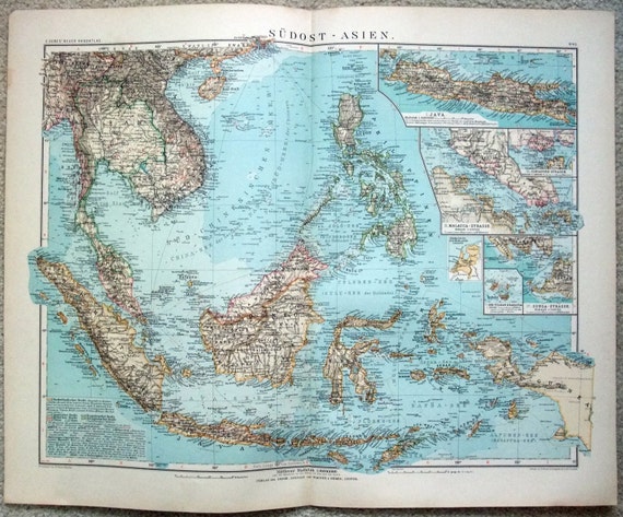 Southeast Asia: Colonial Era Map by Wagner & Debes 1899.