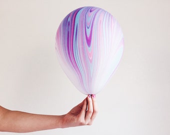 Marble balloon - Agate Balloons - light blue pink purple marble 11in