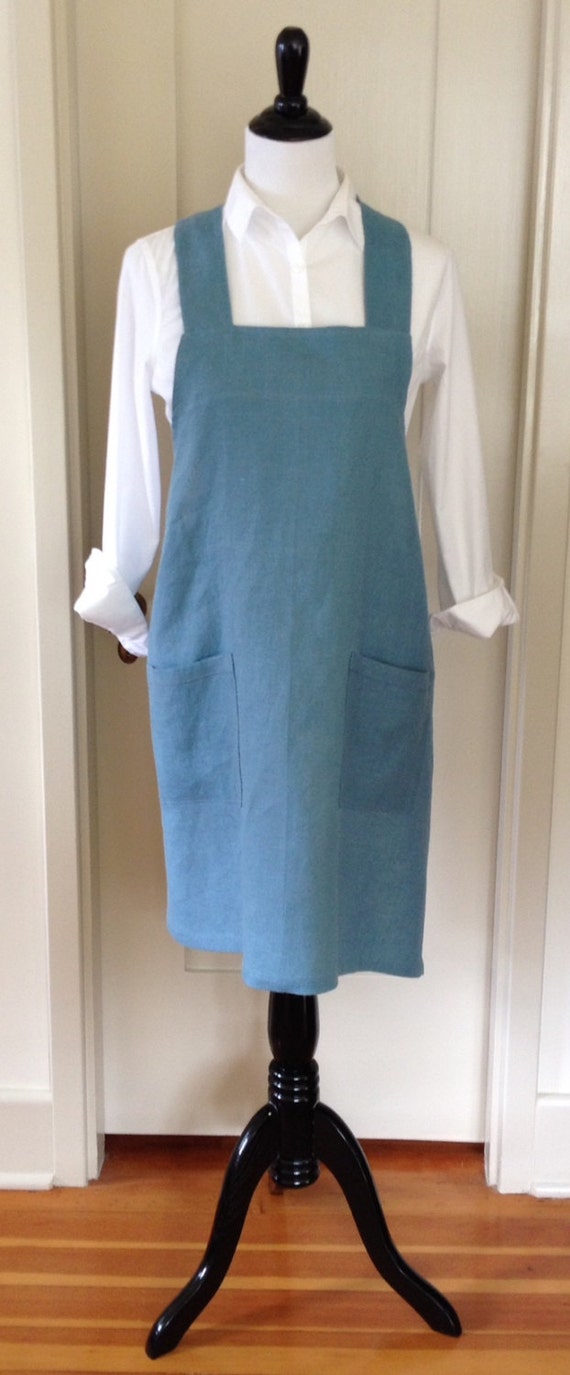 Linen Japanese Style Smock Apron or Pinafore Bib by VirginiaWay