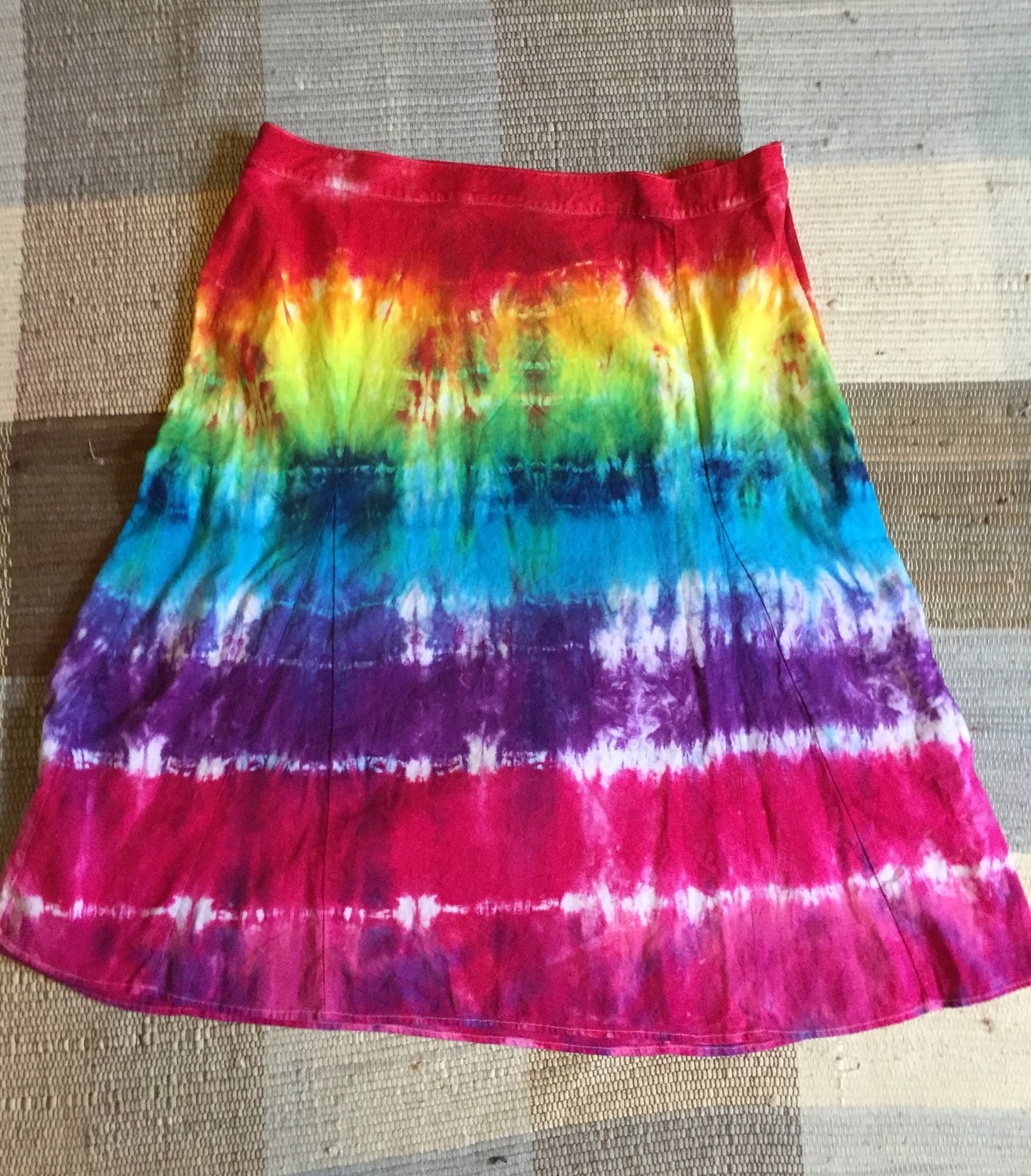 Tie Dye Skirt 2X Rainbow Womens Cotton by RainbowMangoClothing