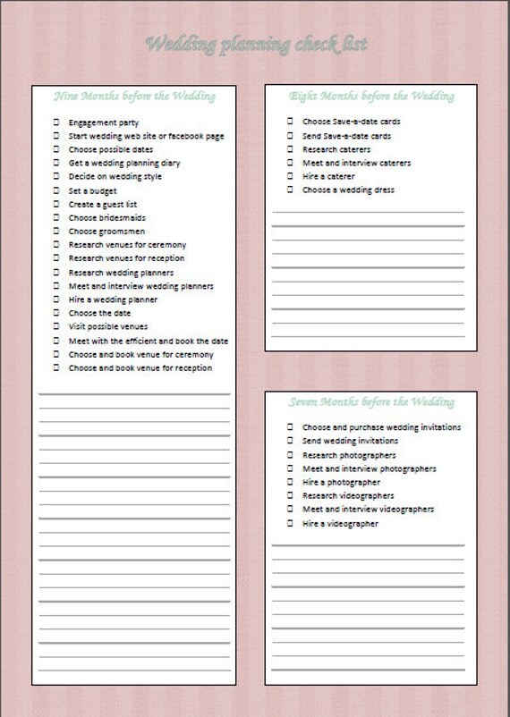 nine months wedding planning checklist