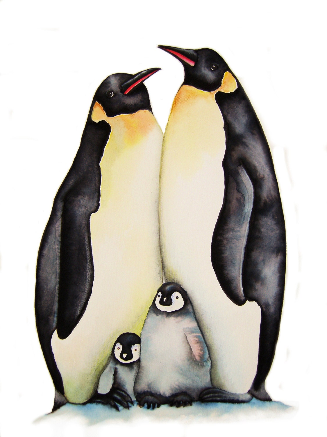PENGUINS Print from an original watercolour painting by by Vivaci